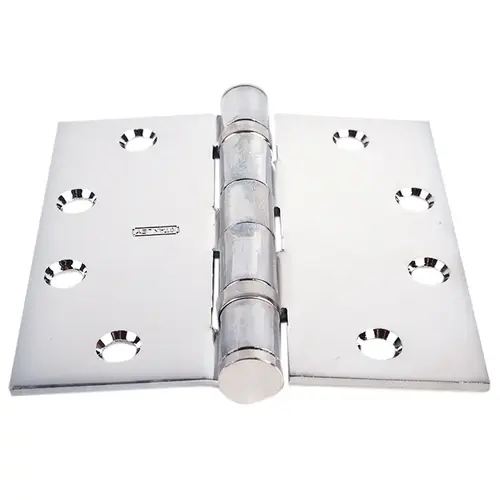 Five Knuckle Ball Bearing Architectural Hinge, Steel Full Mortise, Standard Weight, 4-1/2 In. by 4-1/2 In., Square Corner, Bright Chrome Five Knuckle Ball Bearing Architectural Hinge, Steel Full Mortise, Standard Weight, 4-1/2 In. by 4-1/2 In., Square Corner, Bright Chrome