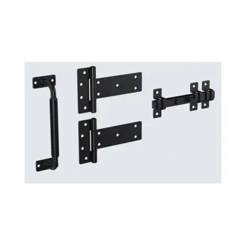 Industrial Gate Kit, Pull, Latch & 2 Hinges, Weatherguard Coated, Black Industrial Gate Kit, Pull, Latch & 2 Hinges, Weatherguard Coated, Black