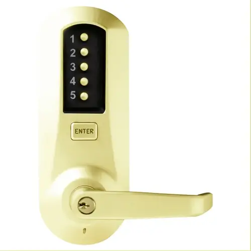 Schlage Cylindrical Combination Lock, Interior Combination Change, 2-3/4" Backset, 1/2" Throw Latch, Bright Brass Schlage Cylindrical Combination Lock, Interior Combination Change, 2-3/4" Backset, 1/2" Throw Latch, Bright Brass