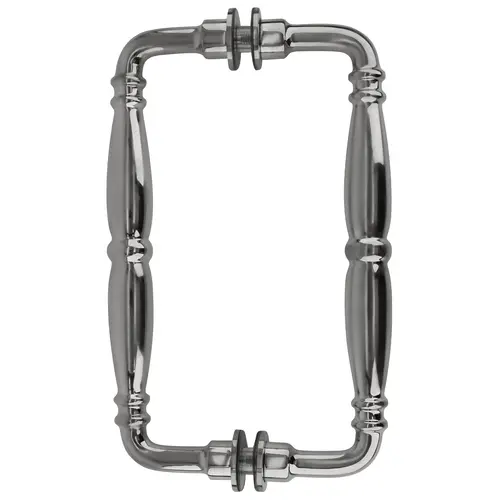 Polished Chrome 8" Victorian Style Back-To-Back Pull Handles, Solid Brass Material, 8" Center To Center, Polished Chrome Finish