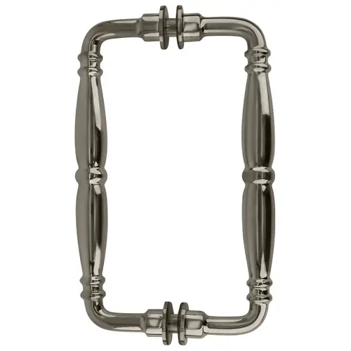Polished Nickel 8" Victorian Style Back-To-Back Pull Handles, Brass Material, 8" Center To Center, Polished Nickel Finish
