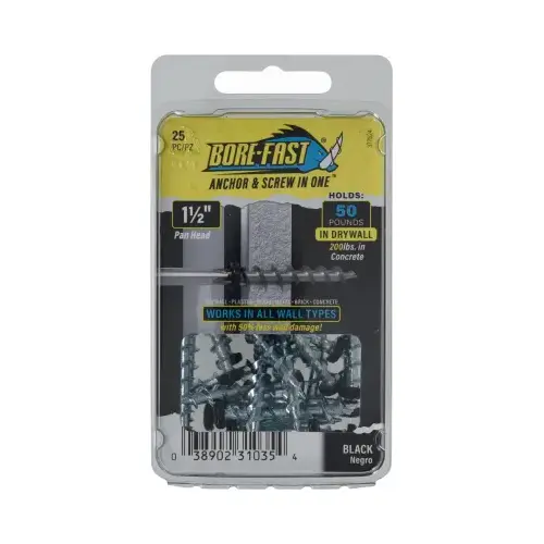 Screw and Anchor 3/16" D X 1-1/2" L Steel Pan Head Coated Screw and Anchor 3/16" D X 1-1/2" L Steel Pan Head Coated