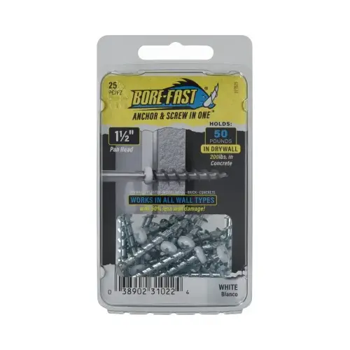 Screw and Anchor 3/16" D X 1-1/2" L Steel Pan Head Coated - pack of 5 Screw and Anchor 3/16" D X 1-1/2" L Steel Pan Head Coated - pack of 5