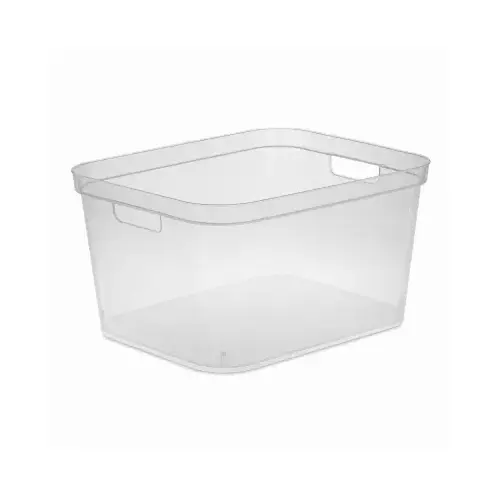 Tall Storage Bin, 26 qt Capacity, Polypropylene, Clear, 15 in L, 12-1/4 in W, 8-1/4 in H Tall Storage Bin, 26 qt Capacity, Polypropylene, Clear, 15 in L, 12-1/4 in W, 8-1/4 in H