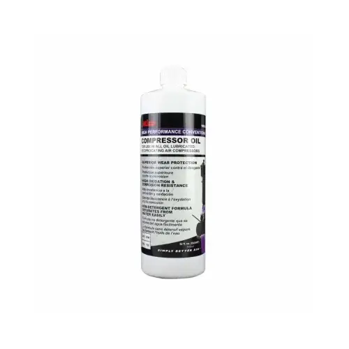 High-Performance Conventional Air Compressor Oil, SAE 30W, ISO 100, 32 oz.