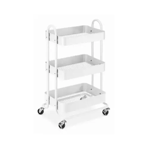 3-Tier Metal Shelf Utility Cart, White, 13.35 x 17 x 31 In. 3-Tier Metal Shelf Utility Cart, White, 13.35 x 17 x 31 In.