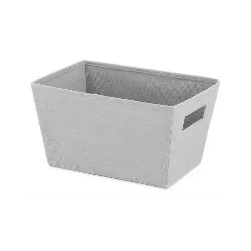 Fabric Storage Tote, Gray, 11 x 8 x 6 In.