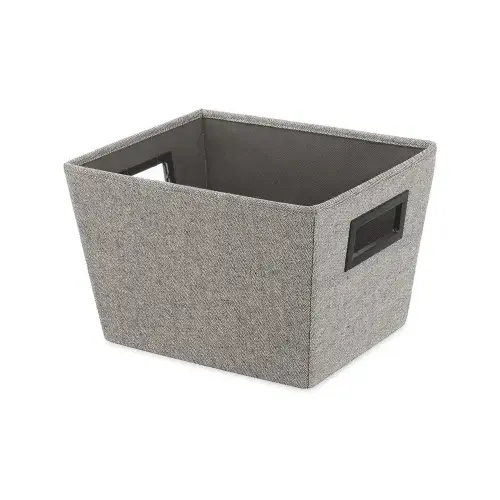 Fabric Storage Tote, Black Pattern, 12 x 10 x 8 In.