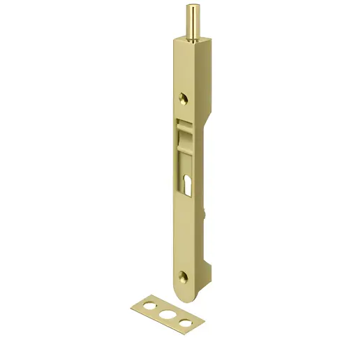 7" Flush Bolt, Solid Brass Material, Round Corner Style, 1" Bolt Throw, Bright Polished Brass Finish 7" Flush Bolt, Solid Brass Material, Round Corner Style, 1" Bolt Throw, Bright Polished Brass Finish
