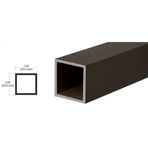2" x 2" Hollow Tube Extrusion, Dark Bronze - 10'-6" Stock Length