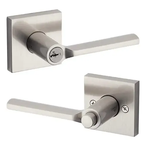 Lisbon Square Entry Door Lock SmartKey with 6AL Latch and RCS Strike Satin Nickel Finish