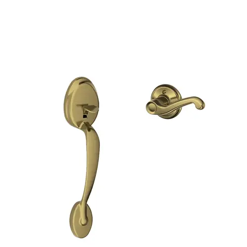 Right Hand Plymouth with Flair Lever Bottom Half Handleset with 16080 Latch and 10063 Strike Antique Brass Finish Right Hand Plymouth with Flair Lever Bottom Half Handleset with 16080 Latch and 10063 Strike Antique Brass Finish