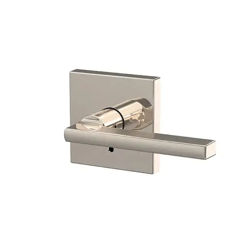 Latitude Lever with Collins Rose Passage and Privacy Lock with 16600 Latch and 10027 Strike Bright Nickel Finish Latitude Lever with Collins Rose Passage and Privacy Lock with 16600 Latch and 10027 Strike Bright Nickel Finish