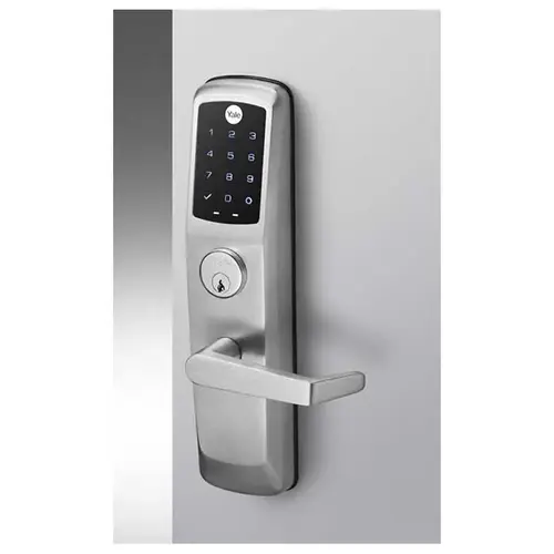 Augusta Lever NexTouch Key Override Pushbutton Keypad No Radio Exit Device Trim with Para Keyway US26D (626) Satin Chrome Finish Augusta Lever NexTouch Key Override Pushbutton Keypad No Radio Exit Device Trim with Para Keyway US26D (626) Satin Chrome Finish