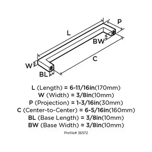 6-5/16" (160 mm) Monument Cabinet Pull Bright Nickel Finish 6-5/16" (160 mm) Monument Cabinet Pull Bright Nickel Finish