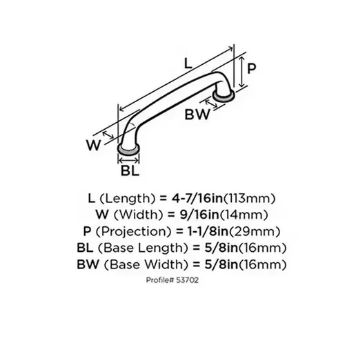 3-3/4" (96 mm) Center to Center Kane Cabinet Pull Oil Rubbed Bronze Finish 3-3/4" (96 mm) Center to Center Kane Cabinet Pull Oil Rubbed Bronze Finish