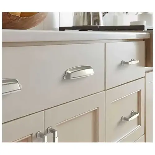 Stature 3-3/4" Center to Center Cabinet Pull Satin Nickel Finish Stature 3-3/4" Center to Center Cabinet Pull Satin Nickel Finish