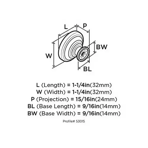 1-1/4" (32 mm) Diameter Allison Value Cabinet Knob Flat Black Finish