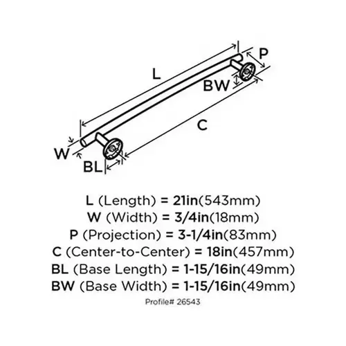 18" (457 mm) Arrondi Towel Bar Matte Black Finish 18" (457 mm) Arrondi Towel Bar Matte Black Finish
