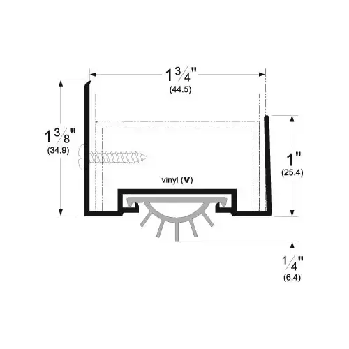 36" Door Shoe with Vinyl Mill Finish Aluminum Finish 222AV36 36" Door Shoe with Vinyl Mill Finish Aluminum Finish 222AV36