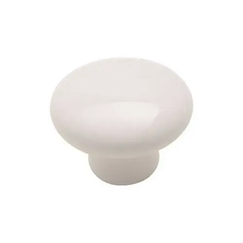 Cabinet Knob Allison Round 1-1/4" D 15/16" Flat White Flat Cabinet Knob Allison Round 1-1/4" D 15/16" Flat White Flat