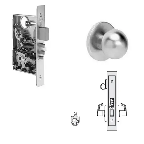 Global Knob Office Mortise Lockset - Single Cylinder Global Knob Office Mortise Lockset - Single Cylinder