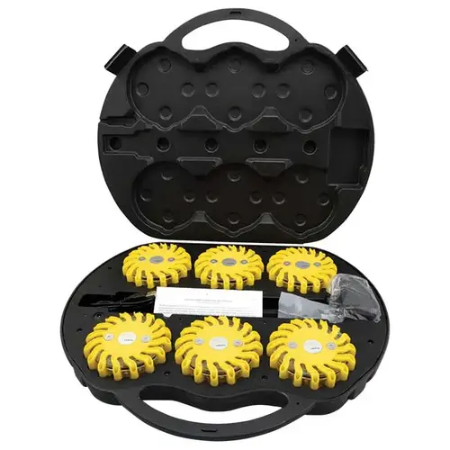 Safety Flare Kit 6pc Amber LED Light 9 Flashing Patterns