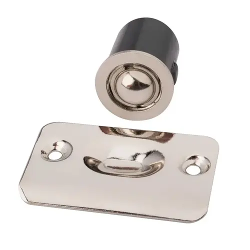 Drive-In Adjustable Bullet Catch with Full Lip Strike Plate Satin Nickel