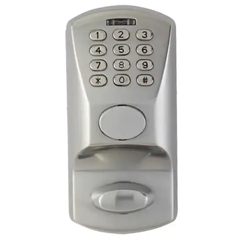 Electronic Pushbutton Deadbolt Lock With Key Override Satin Chrome