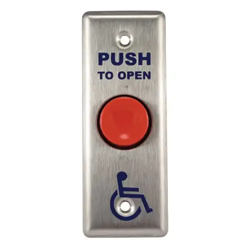 Economy Push Button, Stainless Steel Faceplate, Narrow Jamb, Wheelchair/PUSH TO OPEN