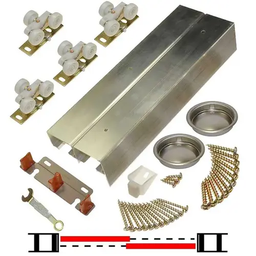 Four Door Bypass Hardware Set with 24" Four Track