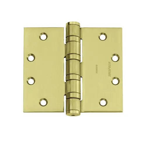 Full Mortise Hinge, 5-Knuckle, Heavy Weight, 4-1/2" x 6", Square Corner, Wide Throw, Satin Brass