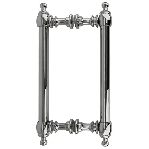 8" Colonial Style Back-To-Back Pull Handles, Brass Material, 8" Center-To-Center Hole Spacing, Polished Chrome Finish
