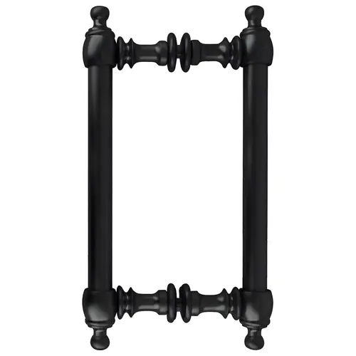 8" Colonial Style Back-To-Back Pull Handles, Brass Material, 8" Center-To-Center Hole Spacing, Matte Black Finish