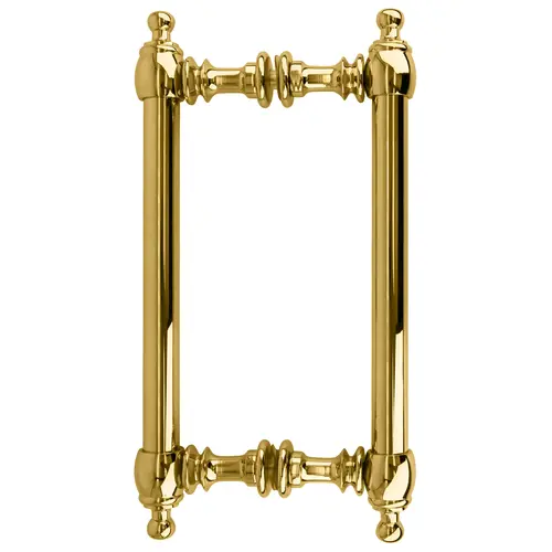 8" Colonial Style Back-To-Back Pull Handles, Brass Material, 8" Center-To-Center Hole Spacing, Unlacquered Brass Finish