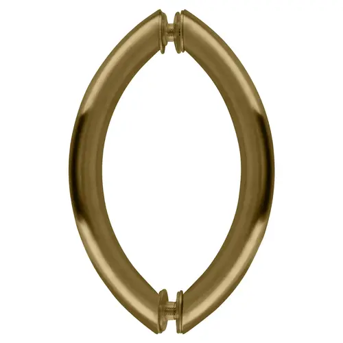 Satin Brass 6" Crescent Style Back-to-Back Pull Handles Without Metal Washers Satin Brass 6" Crescent Style Back-to-Back Pull Handles Without Metal Washers