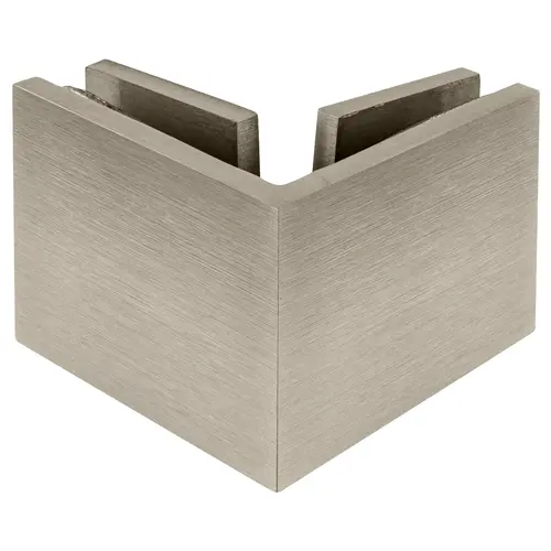 Brushed Nickel Square 90 Degree Glass-to-Glass Clamp