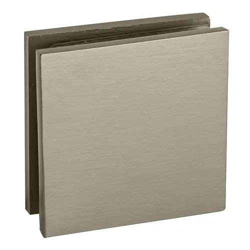 Brushed Nickel Square Style Notch-in-Glass Fixed Panel U-Clamp