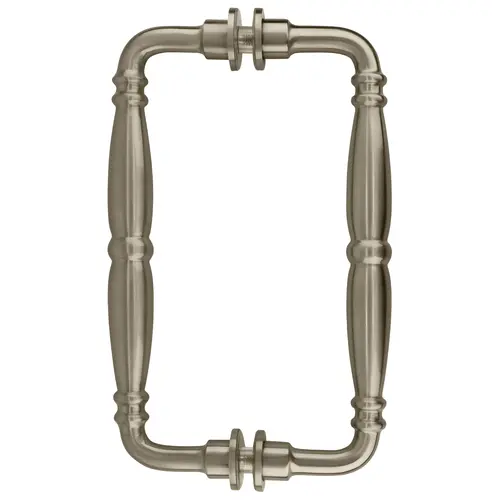 Brushed Nickel 8" Victorian Style Back-To-Back Pull Handles, Solid Brass Material, 8" Center To Center, Brushed Nickel Finish