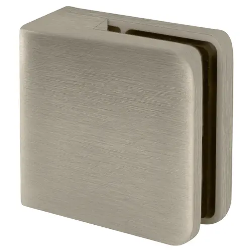 Brushed Nickel Z-Series Square Type Flat Base Zinc Clamp for 1/4" and 5/16" Glass