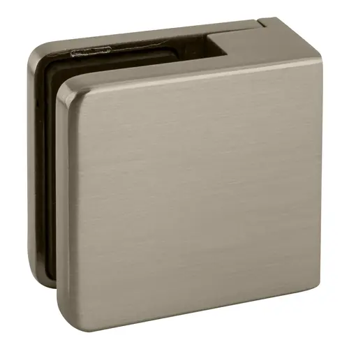 Brushed Nickel Z-Series Square Type Flat Base Zinc Clamp for 3/8" Glass