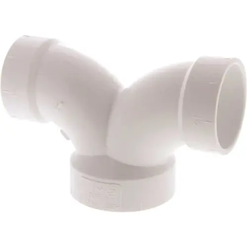 2 in. x 1-1/2 in. x 1-1/2 in. PVC DWV 90-Degree All Hub Double Elbow Fitting Plastic