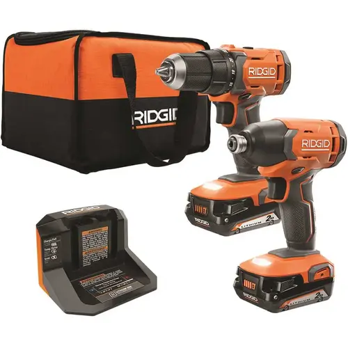 18V Cordless 2-Tool Combo Kit with 1/2 in. Drill/Driver, 1/4 in. Impact Driver, (2) 2.0 Ah Batteries, Charger, and Bag Orange 18V Cordless 2-Tool Combo Kit with 1/2 in. Drill/Driver, 1/4 in. Impact Driver, (2) 2.0 Ah Batteries, Charger, and Bag Orange