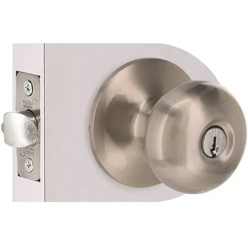Flat Ball Entry Door Knob 2-3/8" and 2-3/4" Backset Grade 3 Satin Nickel