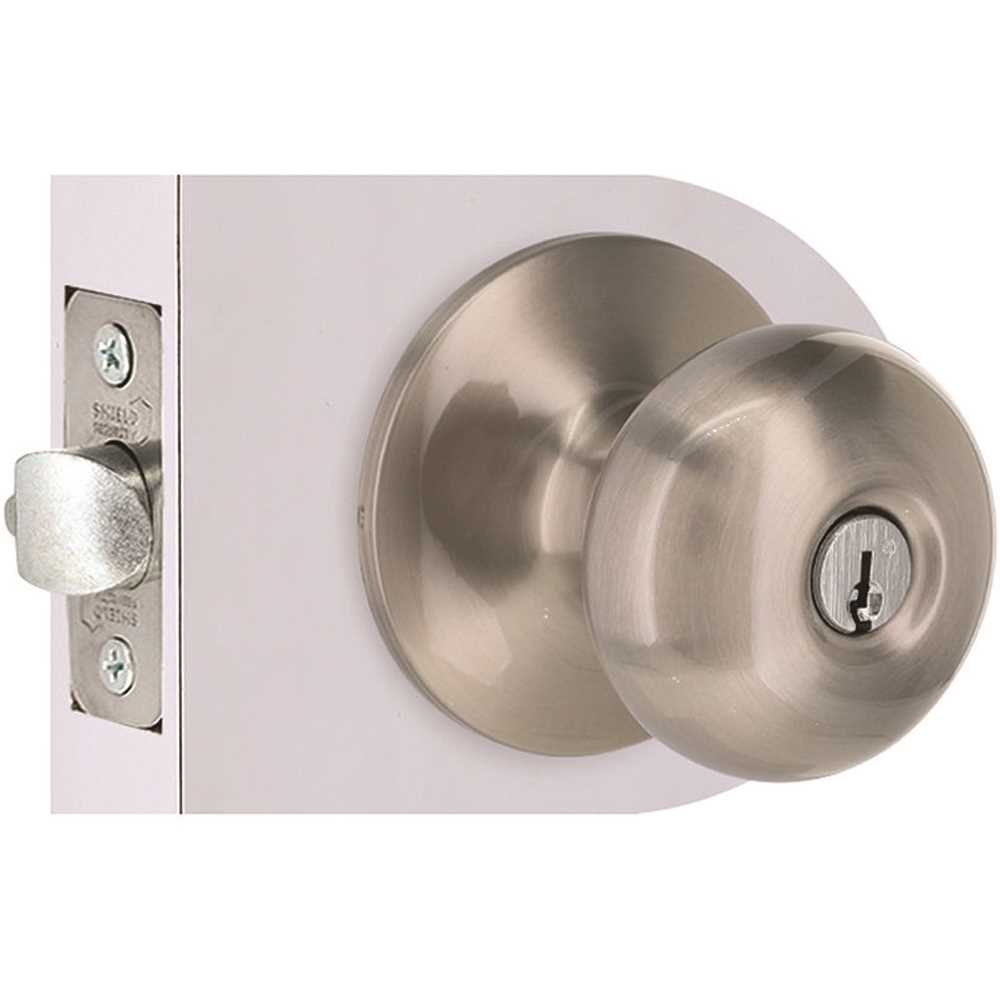 Shield Security TFX200B Flat Ball Entry Door Knob 2-3/8" and 2-3/4" Backset Grade 3 Satin Nickel