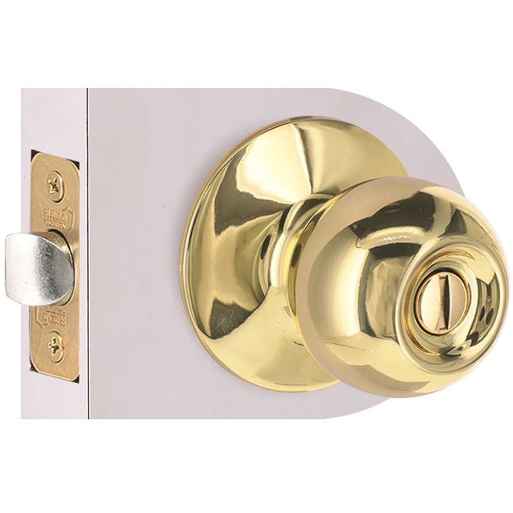 Shield Security T3710B Round Privacy Bed/Bath Door Knob 2-3/8" and 2-3/4" Backset Grade 3 Bright Brass