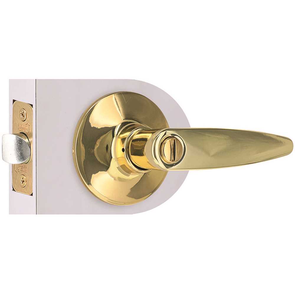 Shield Security LH701B Straight Privacy Door Lever 2-3/8" and 2-3/4" Backset Grade 3 Bright Brass