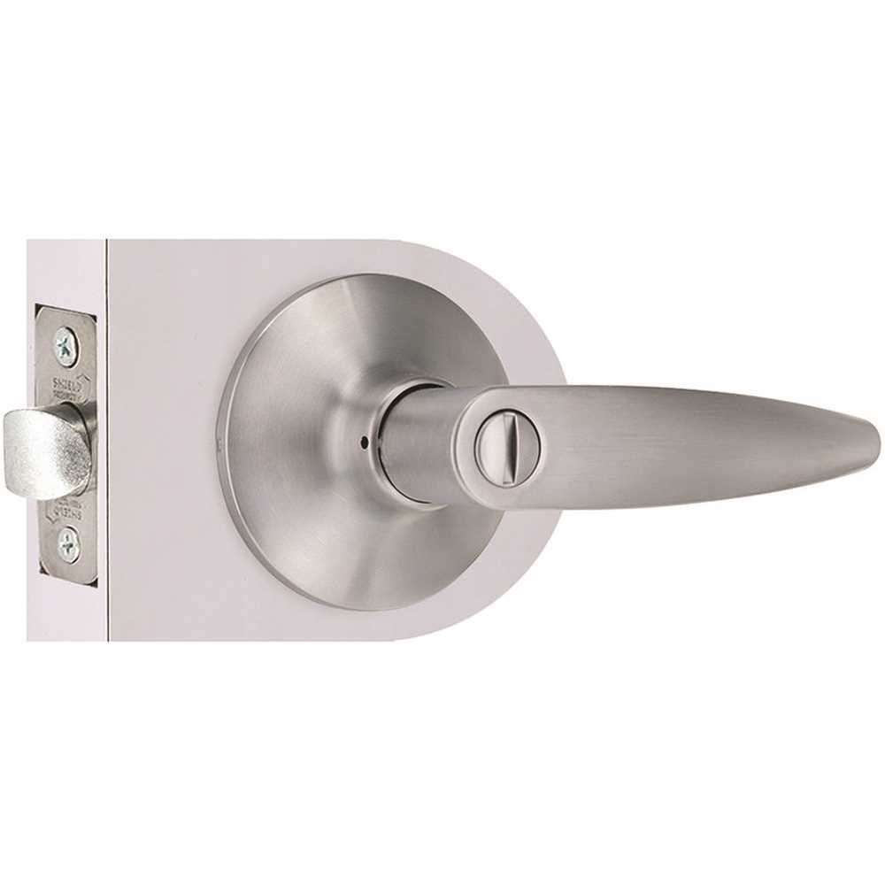 Shield Security LHS01B Straight Privacy Door Lever 2-3/8" and 2-3/4" Backset Grade 3 Satin Chrome