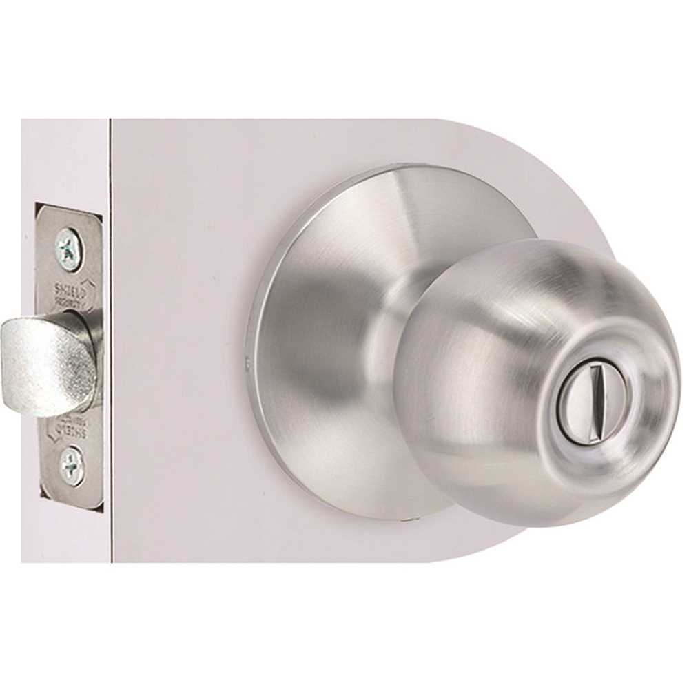 Shield Security T3S10B Round Privacy Door Knob 2-3/8" and 2-3/4 Backset Grade 3 Satin Chrome