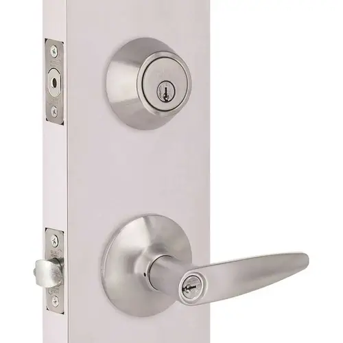 Straight Deadbolt and Entry Combo Pack 2-3/8" and 2-3/4" Backset Grade 3 Satin Chrome